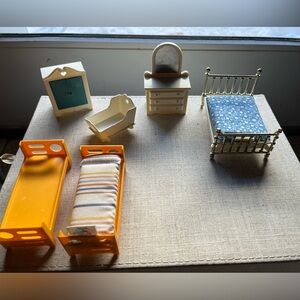 Vintage “77 Fisher-Price Dollhouse Bedroom Furniture